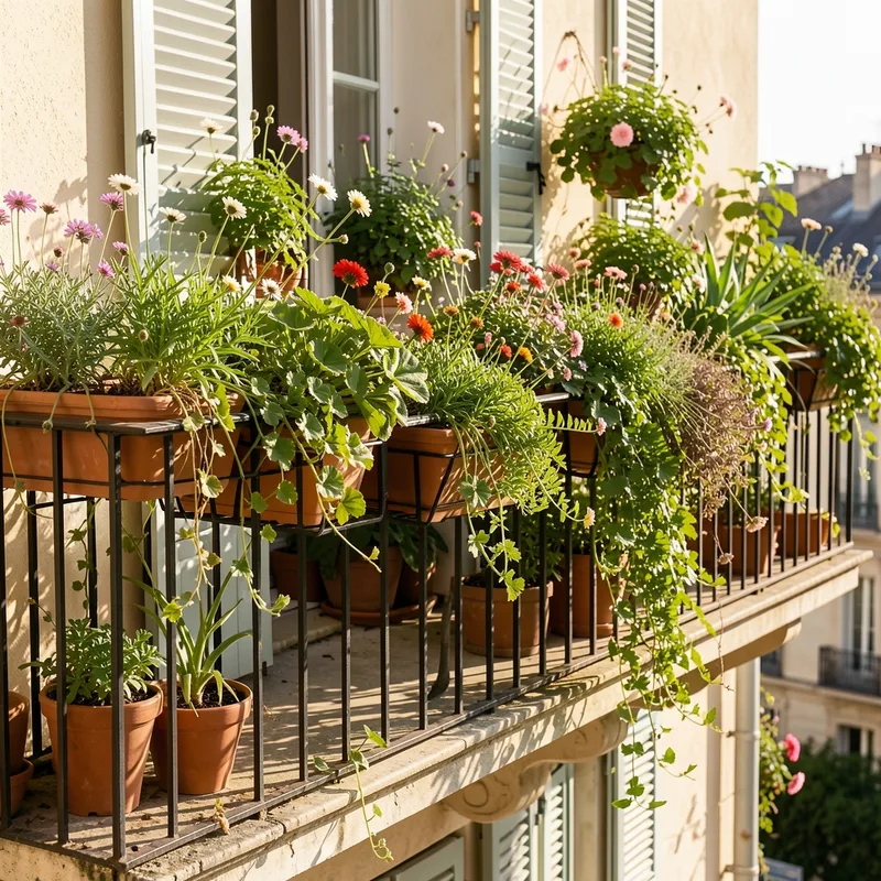Plantes retombantes balcon ensoleillé : le rideau fleuri